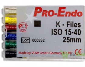 K-Files №30 (6ш) L-25мм (Pro-Endo), ф.VDW , Германия